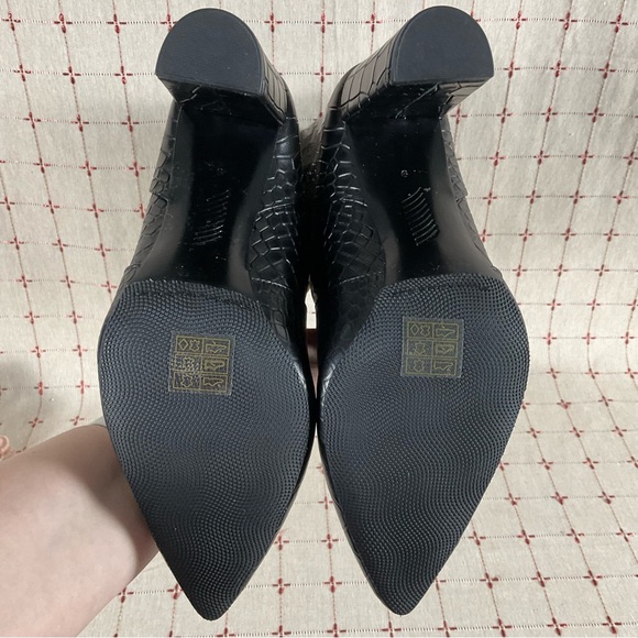 💐HPx3💐 😍 PAIGE Carmen Black Croc Embossed Leather Knee High Boots 6 NWOB - Picture 7 of 7